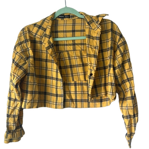 Shein women’s yellow plaid crop top
